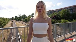 GERMAN SCOUT - First Anal Sex for big Clit blonde Girl Vivian Lola at Pick Up Casting