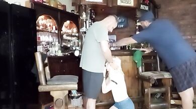 One blonde with two massive dicks deep in her throat