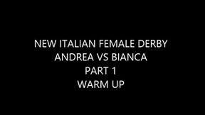 BIANCA VS ANDREA PART 1 WARM -UP BEFORE THE MATCH ( MUSCLE WORSHIP , TRAINING )