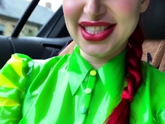 Latex slut solo anal masturbation