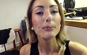 Skinny chick fucked & facialed on webcam