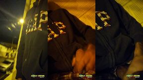 jerking off outside close up cum almost got caught - camilo brown