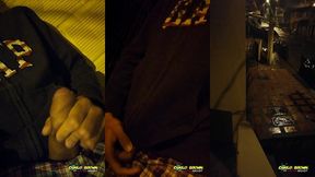 jerking off outside close up cum almost got caught - camilo brown