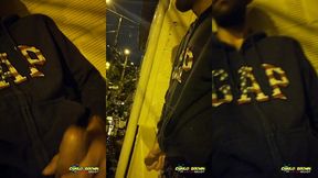 jerking off outside close up cum almost got caught - camilo brown