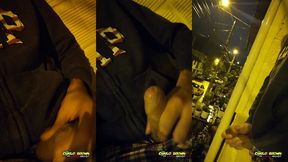 jerking off outside close up cum almost got caught - camilo brown