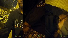 jerking off outside close up cum almost got caught - camilo brown