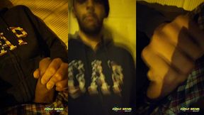 jerking off outside close up cum almost got caught - camilo brown