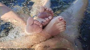 Two wet sisters, one naughty&#x1F608; dude; bathtub booty call, step sis foot fetish, climax&#x1F680; climaxes on feet