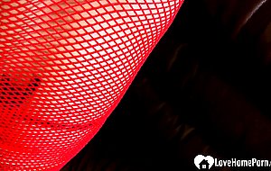Seductive stepmom in a fishnet outfit gets rammed