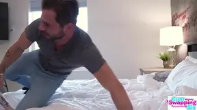 Three hot babes engage in a steamy cum-swapping orgy