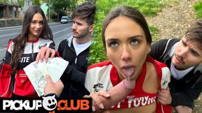 Vixi Rafi sucks a cock in front of her bf for money