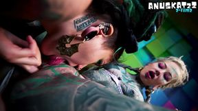 inexperienced tattooed hippie girl gets anal lesson from alternative pornstar