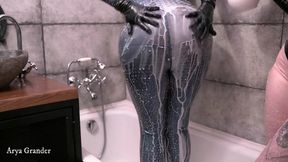 Latex Lesbian Bathroom Funny Petting Arya Grander