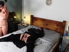 Latex fetish brunette dreams of fat rod in webcam video