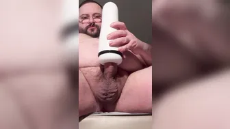 Muscular British Daddy Strokes Big Cock and Cums in Fleshlight