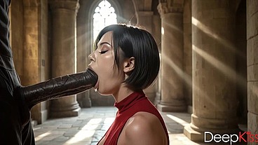 My stepsister dressed up as Ada Wong, and I shoved my cock deep down her throat, cumming inside her[AI]