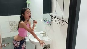 Brushing teeth followed by Hard Rimming