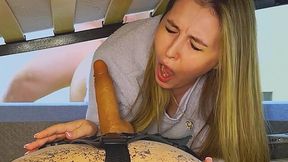 Russian stepmom gets her pussy fucked by a stepson after getting stuck under the bed
