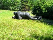 frogman humps an enemy frogman outside