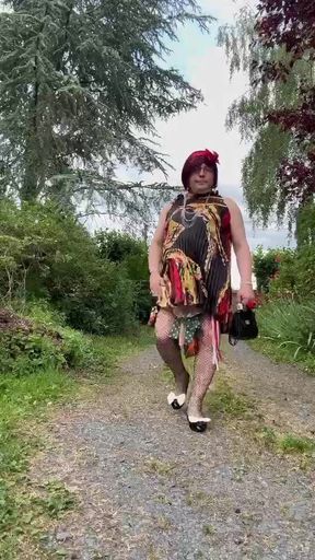 Dressed in a little pleated dress for an evening out