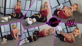 Lil Missy UK in Tied In Black Leggings And White Socks 4K