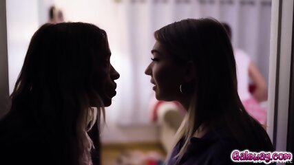 Teens first lesbian experience during sleepover party