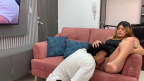 I fuck my stepsister in the living room of our house while we are alone