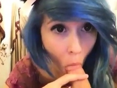 Emo chick sucks her friends dick