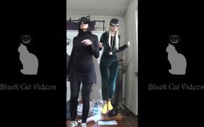 two beauties dancing on their human carpet (fullbody view)