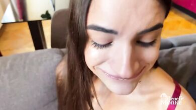Her tight pink pussy takes my deep throat raw hardcore fucking