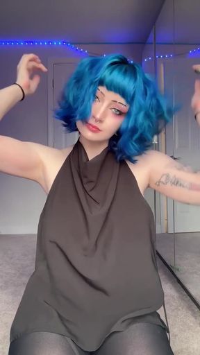 Big-titted goth teen amateur shows off her pussy and tits
