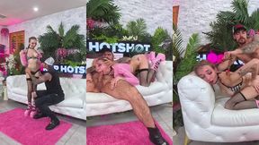 breezy bri sucks a dildo while getting fucked in doggystyle!