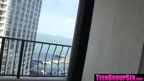 Wild teen group sex with big dick and hardcore action