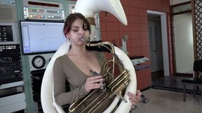Josie Jo Blows Some Bass Notes on the Sousaphone (MP4 - 720p)