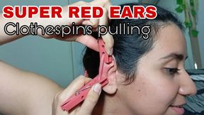 Super red ears: clothespins pulling