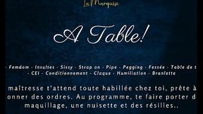A table! - French audio femdom milking table sissy cei
