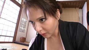 JAV Threesome Fucking a Big Tits Japanese MILF in Mourning