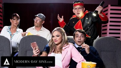 Horny Teens Get Busted for Public Sex in Movie Theater!