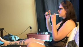 Slutty Girl Smokes Cigarettes While Taking Selfies