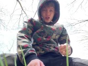 Sweet Boy Jerking his Big Dick (23cm) Outdoor / Huge Cumshot on Camera / College Boy / Monster Dick