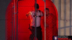 InfernoDungeon.com - Blond inmate's raw double fisting domination over two prisoners