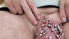 3 more 6 gauge piercings on my scrotum