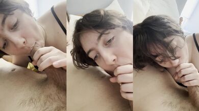 Goth girl slurps thick cum in her mouth pup pup