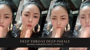 Custom - Deep Throat and Deep Inhales - Smoking Marlboro White Cigarette -