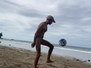 Naked football at the Beach - Slow Motion