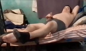 Jesus in boxer pulling his penis lying down compilation