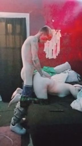 Smoking on his dick and getting fucked in the ass.