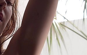 Pale skinned redhead babe Erna Ohara showing her hairy pussy outdoor