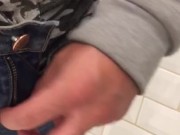 Public urinal teen pulls out uncut dick exposed foreskin admiration