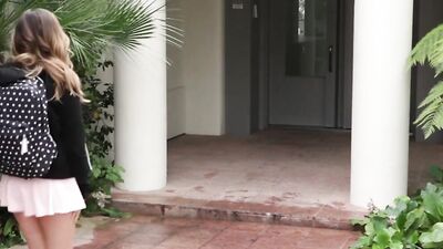 Lovely brunette with perky tits deepthroats and rides a BBC